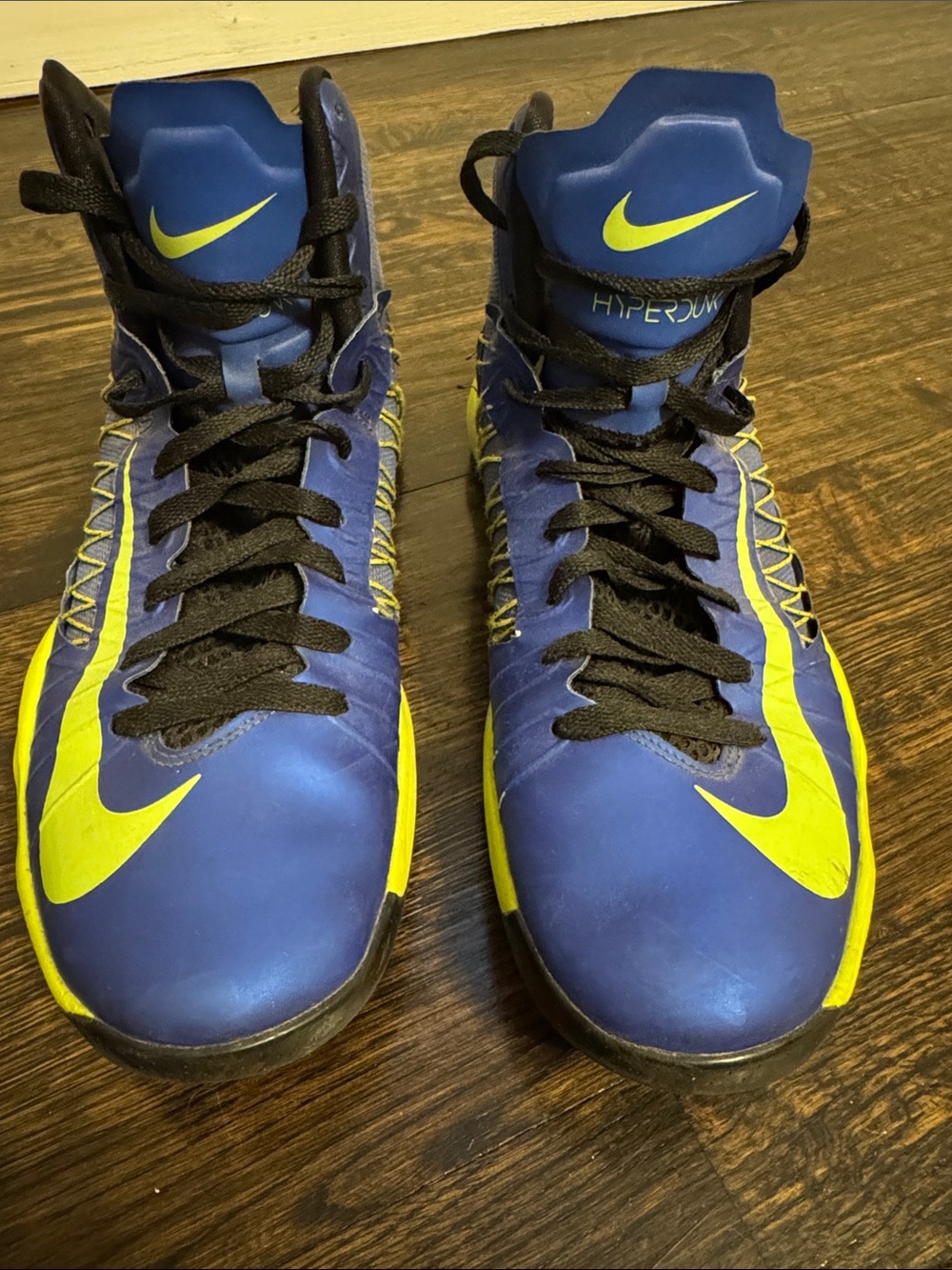 Nike Basketball Shoes Mens 11 Blue Yellow Hyperdunk 2012 High Top Lunar Ball